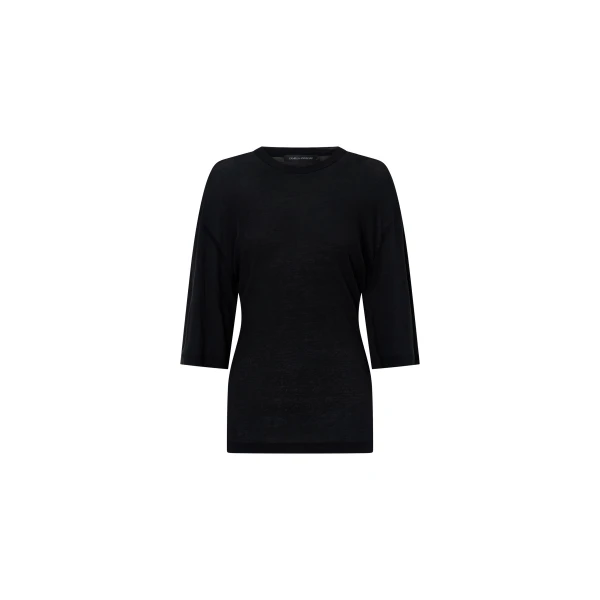 Siona Light Elbow Sleeve Top in Black