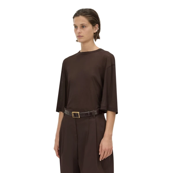 Camilla and Marc Siona Light Elbow Sleeve Top in Chocolate