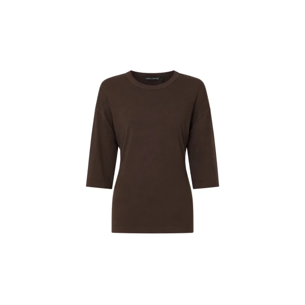Siona Light Elbow Sleeve Top in Chocolate