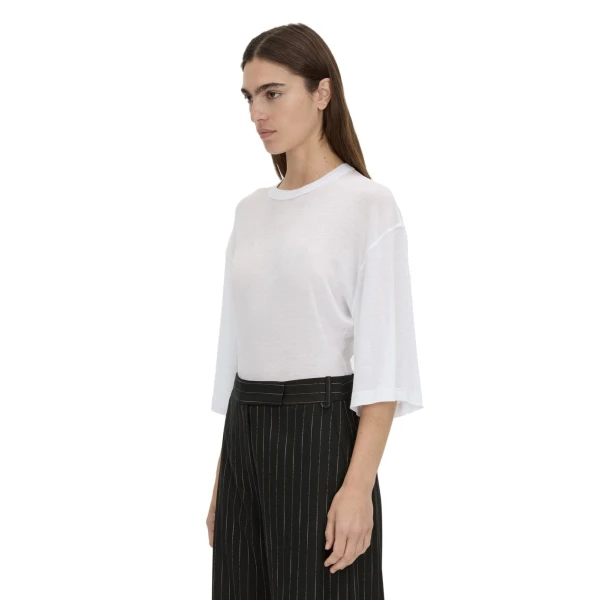 Camilla and Marc Siona Light Elbow Sleeve Top in Soft White