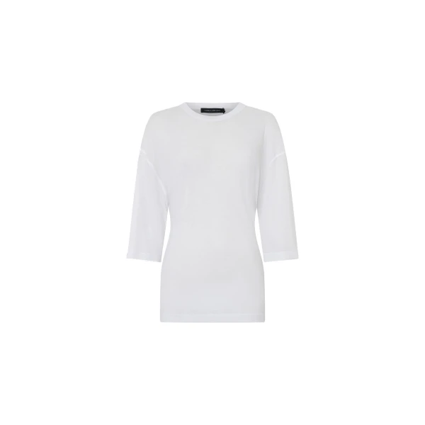 Siona Light Elbow Sleeve Top in Soft White