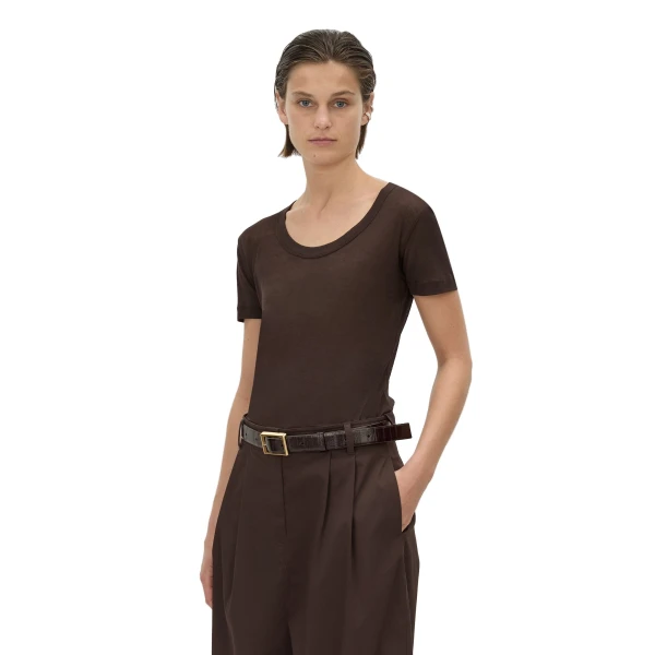 Camilla and Marc Siona Light Weight Fitted Tee in Chocolate