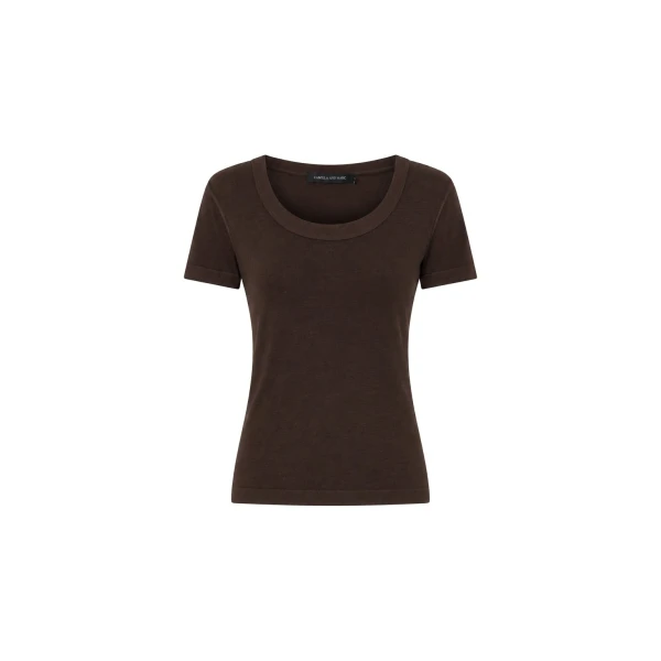 Siona Light Weight Fitted Tee in Chocolate