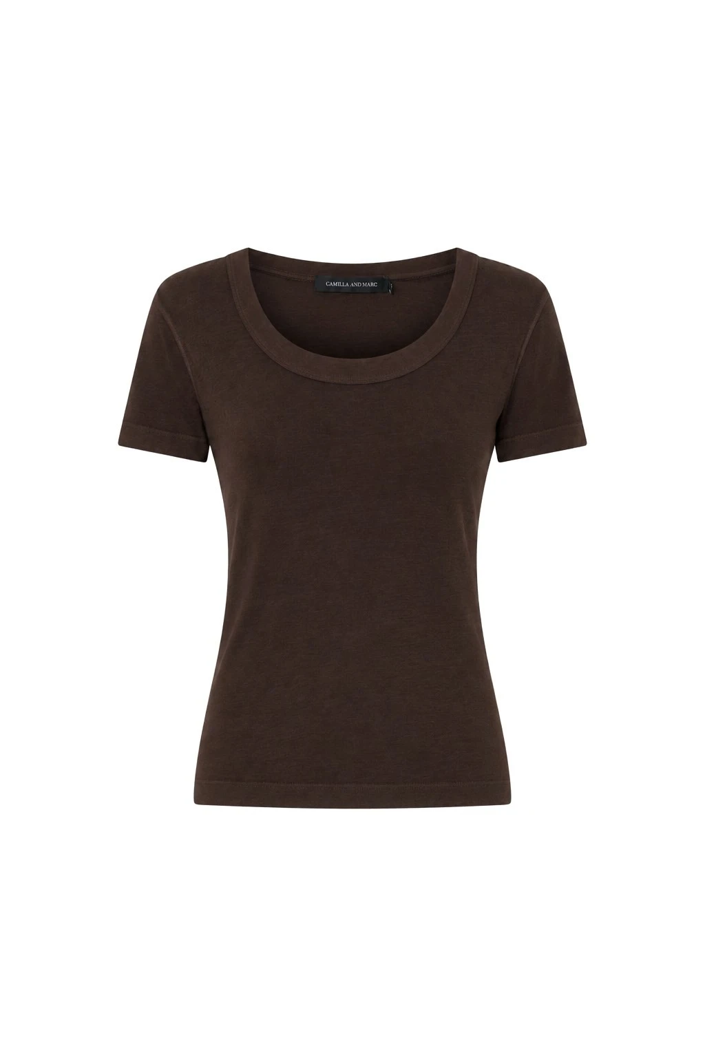 Camilla-and-Marc-Siona-Light-Weight-Fitted-Tee-in-Chocolate Camilla and Marc Siona Light Weight Fitted Tee in Chocolate | Tops | Luxury Shoes