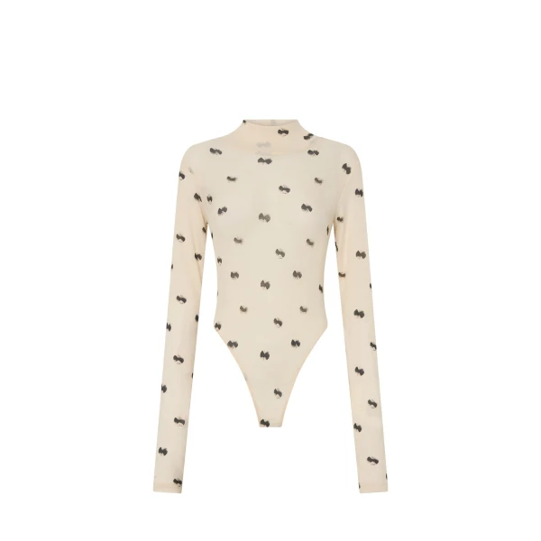 Siona Printed Bodysuit in Soft White Print