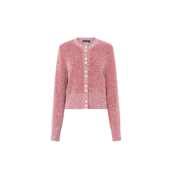 Soleo Textured Knit Cardigan in Watermelon