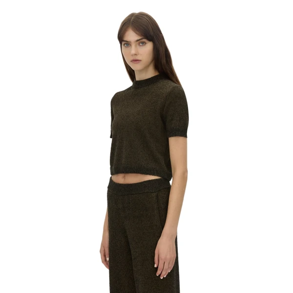 Camilla and Marc Soleo Textured Knit T-Shirt in Cocoa