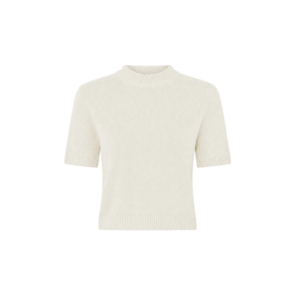 Soleo Textured Knit T-Shirt in Cream
