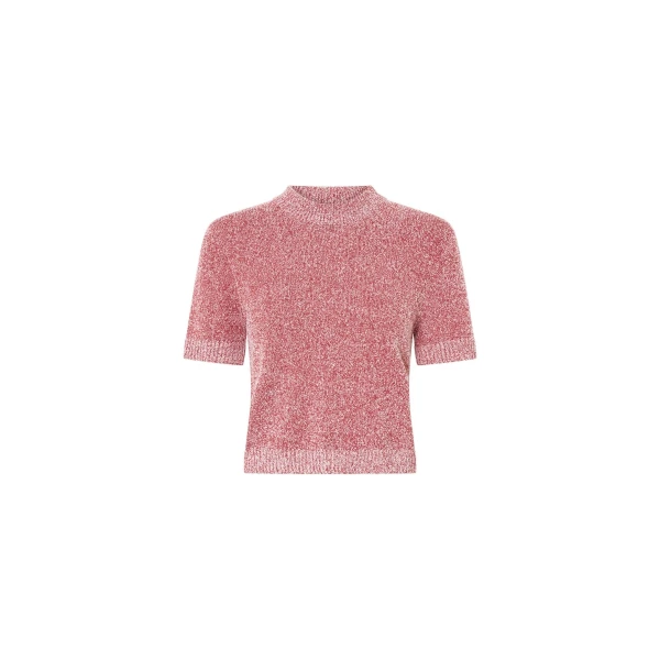 Soleo Textured Knit T-Shirt in Watermelon