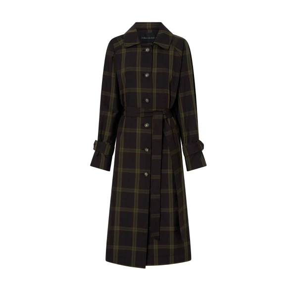 Winton Check Trench Coat in Espresso Check