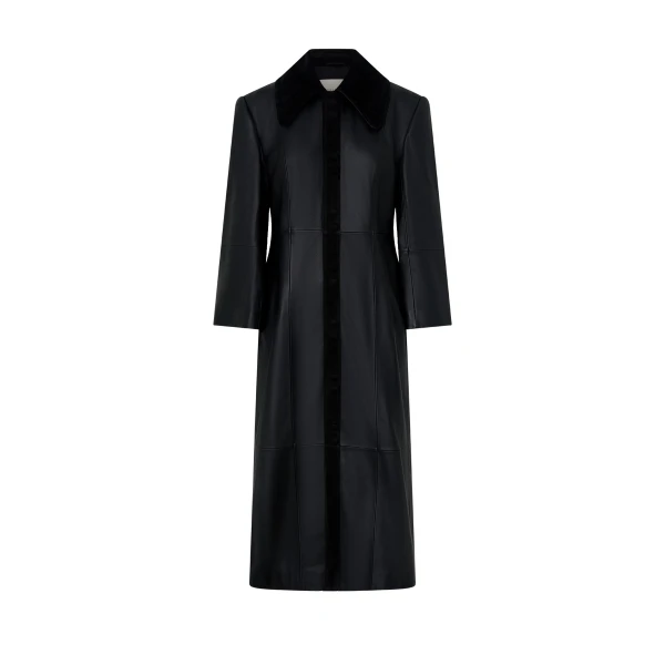 Yaz Leather Coat in Black