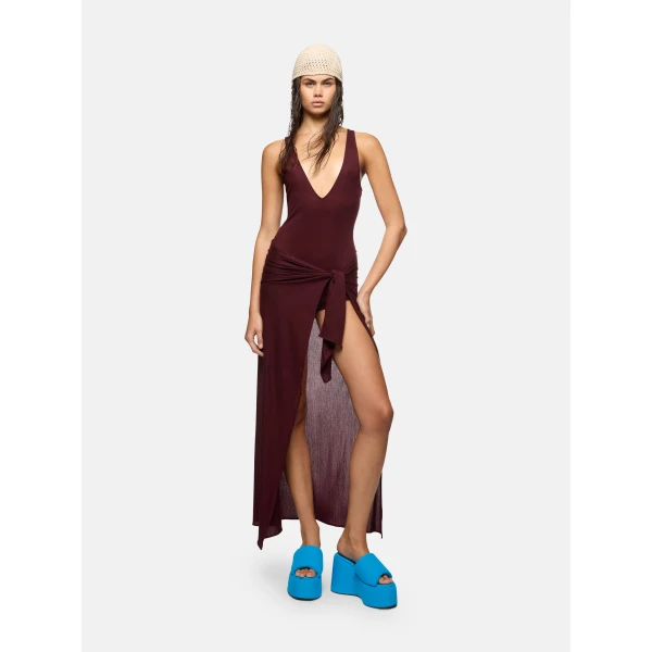 Dark grapes midi dress