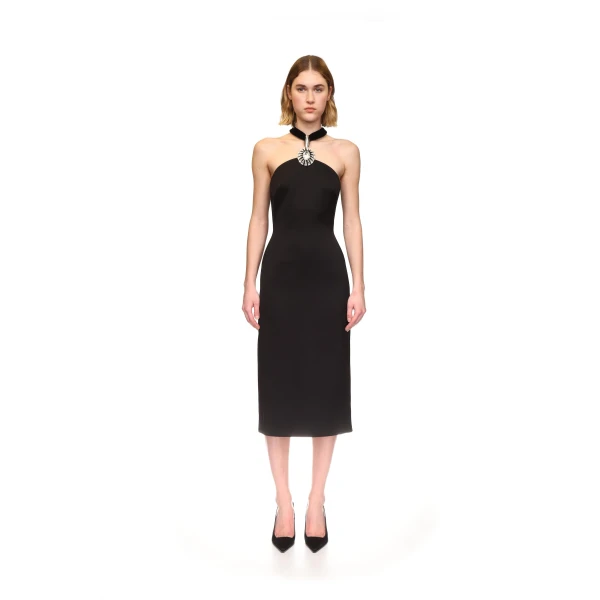 David Koma black midi dress