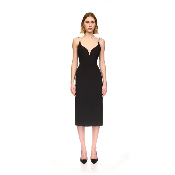 David Koma black midi dress