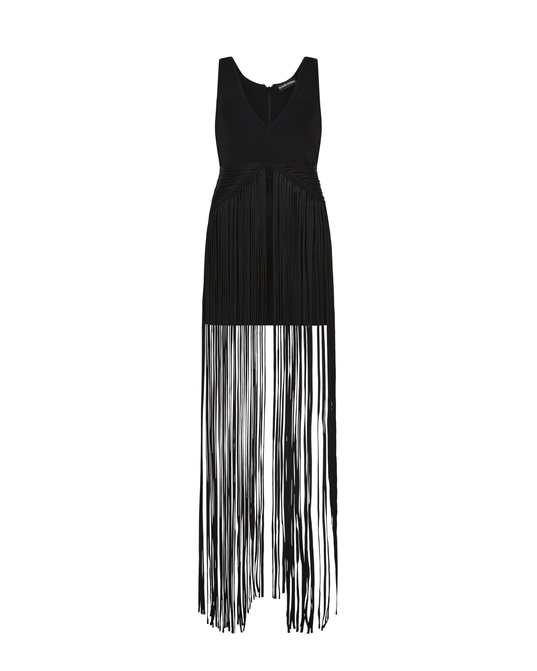 David Koma Full Fringe Skirt V Neck Knit Dress David Koma mini dress