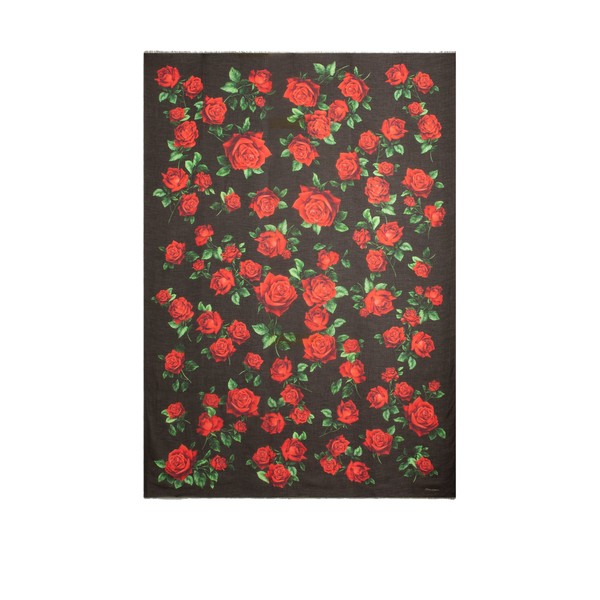 Dolce & Gabbana 135x200 rose-print cashmere blend stole