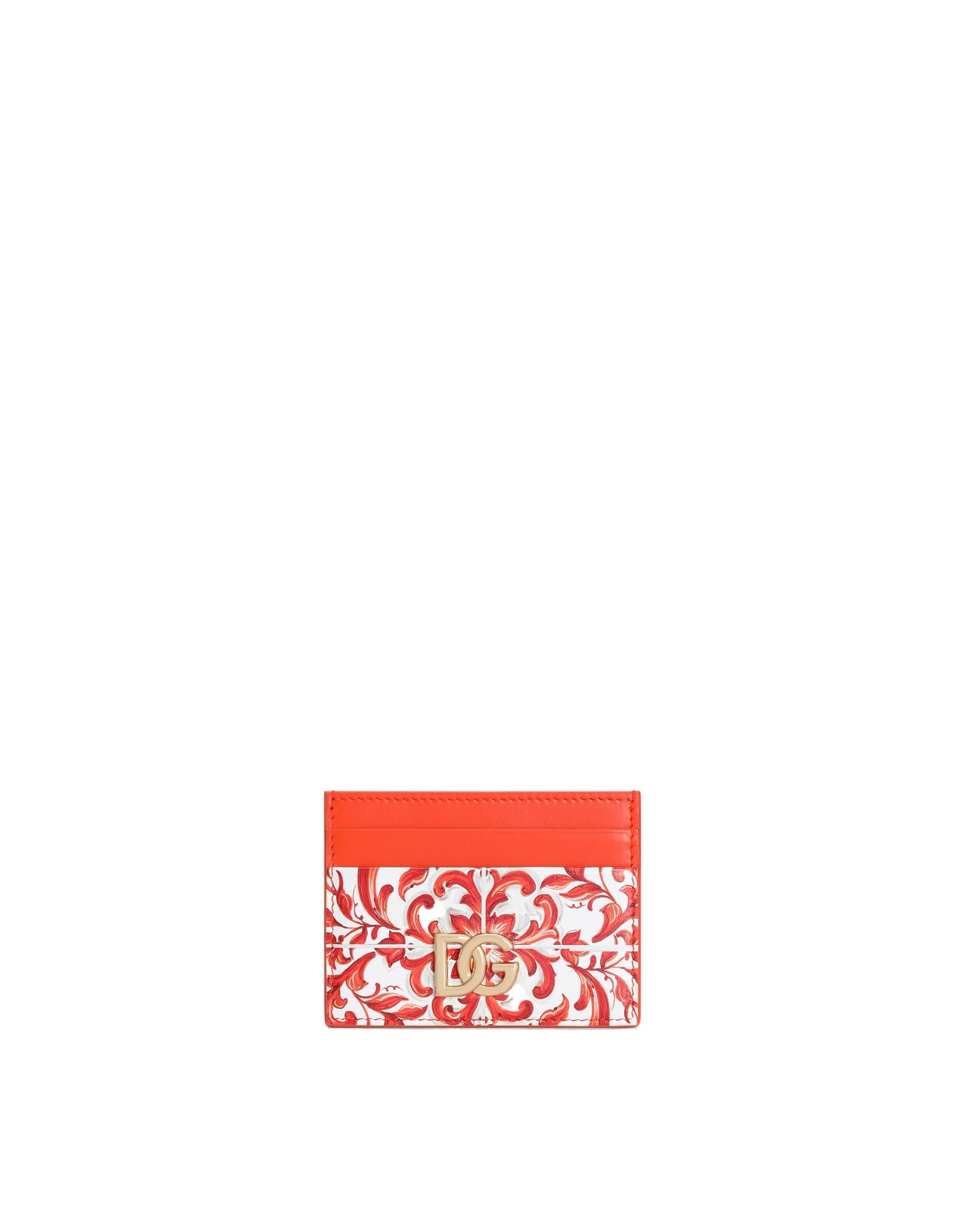 Dolce & Gabbana 3.5 card holder in majolica-print calfskin in Multicolour | Buy Accessories at Luxury Shoes Dolce & Gabbana 3.5 card holder in majolica-print calfskin