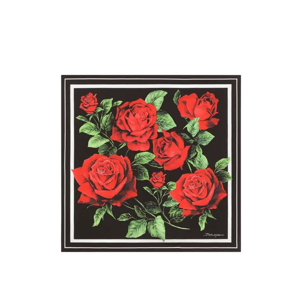 50x50 rose-print silk twill scarf