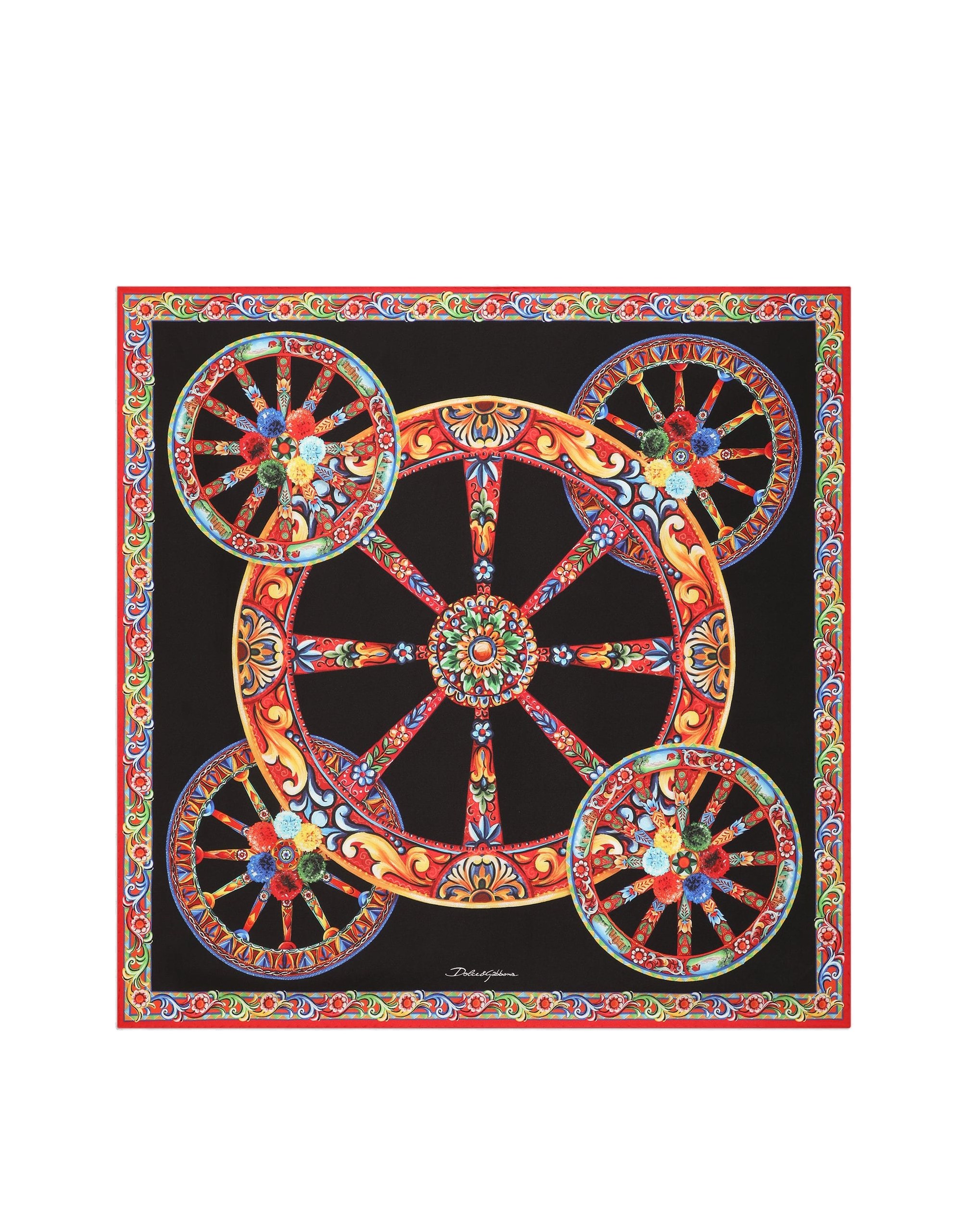 Dolce & Gabbana 70x70 carretto-print silk twill scarf in Multicolour | Buy Accessories at Luxury Shoes Dolce & Gabbana 70x70 carretto-print silk twill scarf