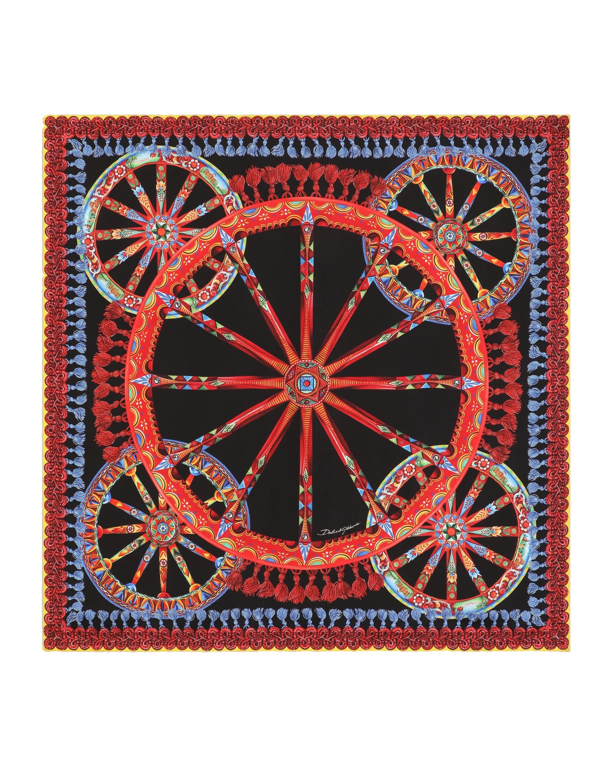 Dolce & Gabbana 90x90 carretto-print silk twill scarf in Multicolour | Buy Accessories at Luxury Shoes Dolce & Gabbana 90x90 carretto-print silk twill scarf