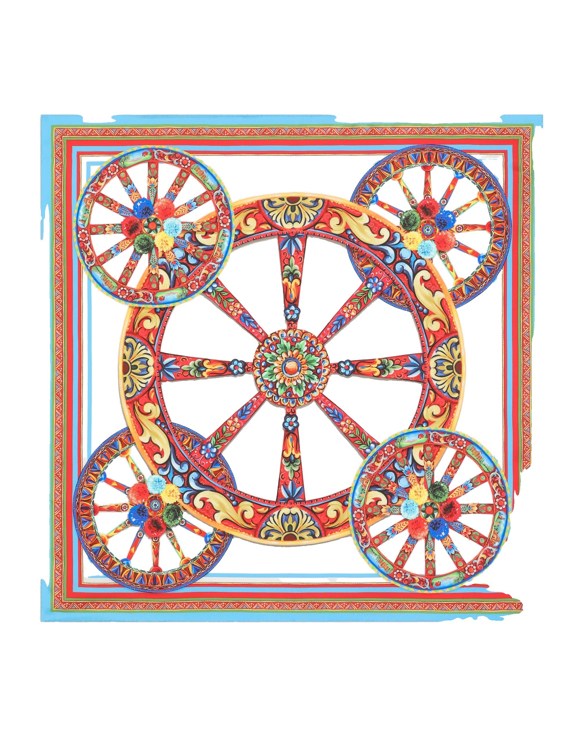 Dolce & Gabbana 90x90 carretto-print silk twill scarf in Multicolour | Buy Accessories at Luxury Shoes Dolce & Gabbana 90x90 carretto-print silk twill scarf