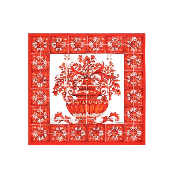 Dolce & Gabbana 90x90 majolica-print silk twill scarf