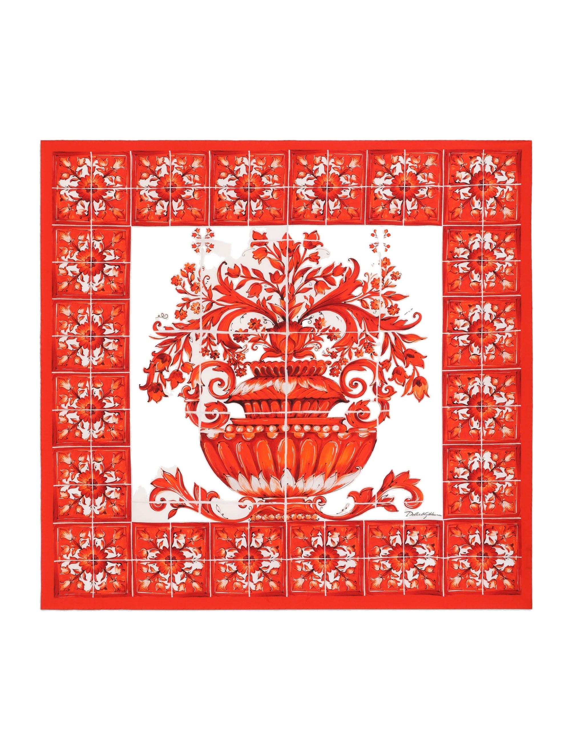 Dolce & Gabbana 90x90 majolica-print silk twill scarf in Multicolour | Buy Accessories at Luxury Shoes Dolce & Gabbana 90x90 majolica-print silk twill scarf