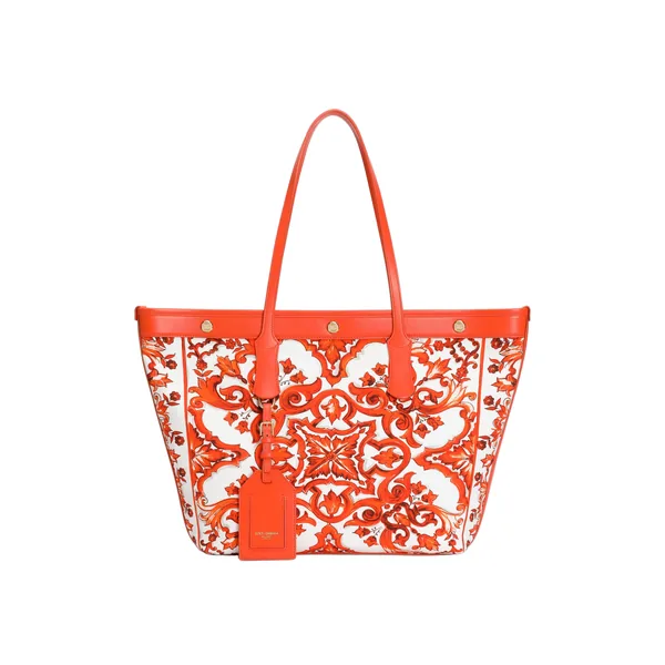 Dolce & Gabbana Atene shopping bag in majolica-print canvas