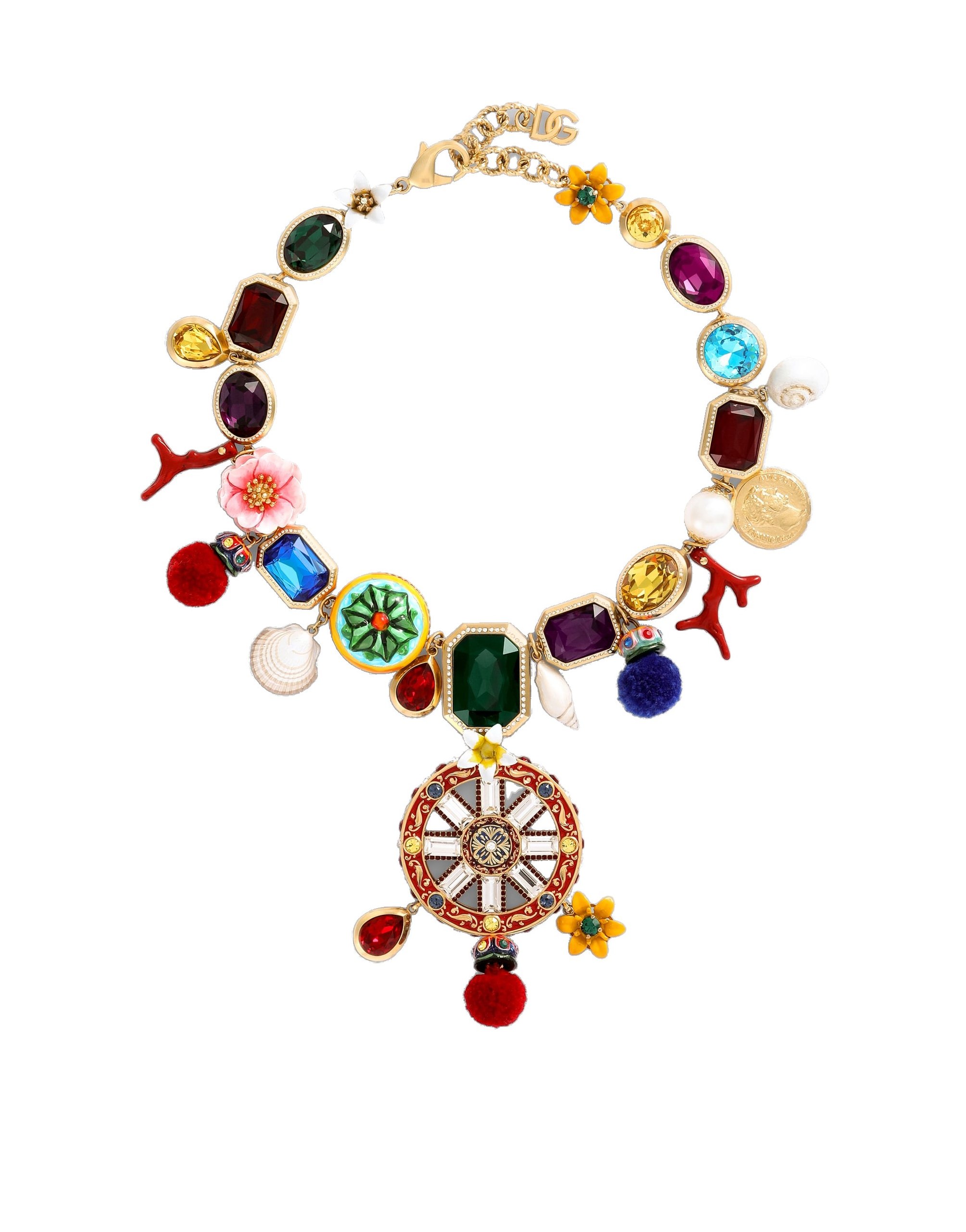 Dolce & Gabbana Carretto wheel necklace in Multicolour | Buy Jewelry at Luxury Shoes Dolce & Gabbana Carretto wheel necklace