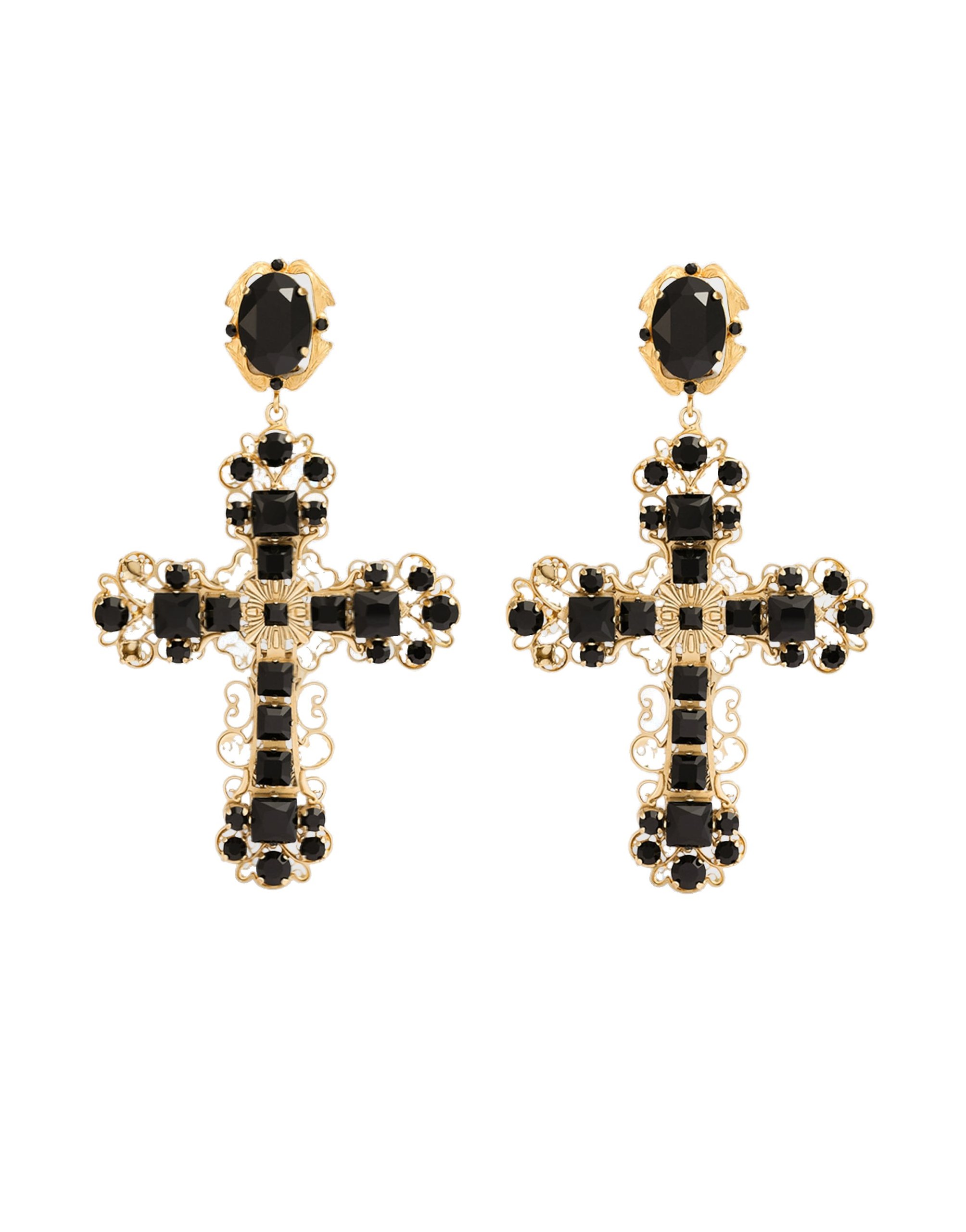 Dolce & Gabbana Clip earrings with crosses in Multicolour | Buy Jewelry at Luxury Shoes Dolce & Gabbana Clip earrings with crosses