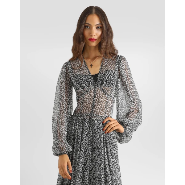 Daisy-print chiffon dress - Image 4