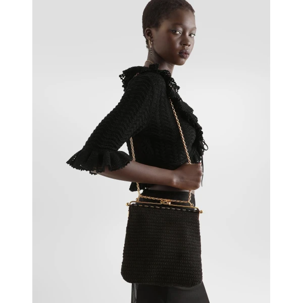 Dina shoulder and crossbody bag in crochet cotton - Image 2