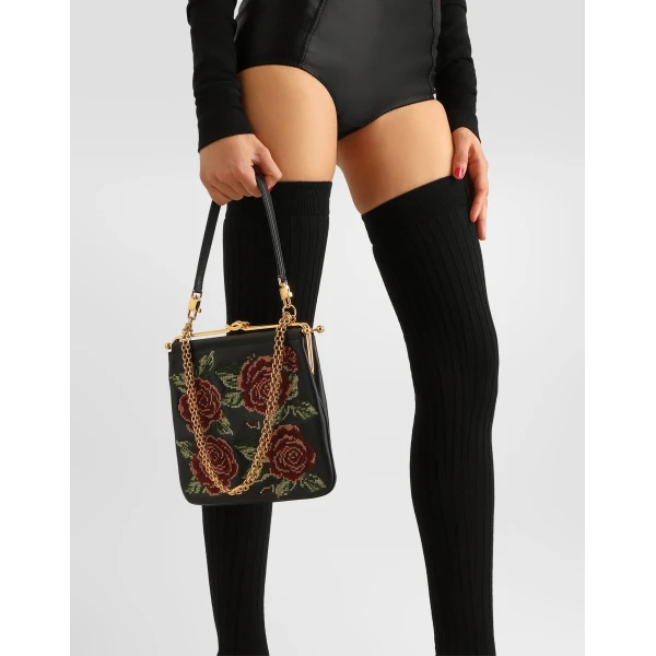 Dina shoulder and crossbody bag with fine stitch embroidery - Image 3