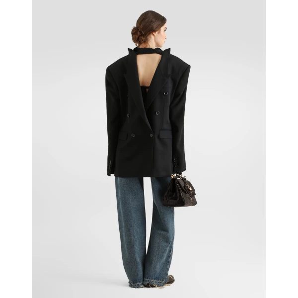 Double-breasted jacket in wool gabardine - Image 3