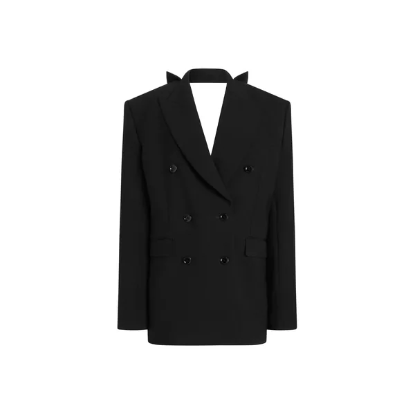 Double-breasted jacket in wool gabardine