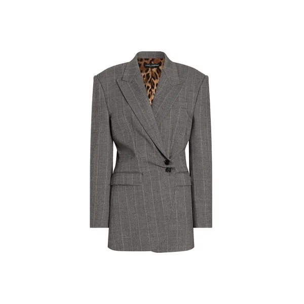 Double-breasted pinstripe wool jacket