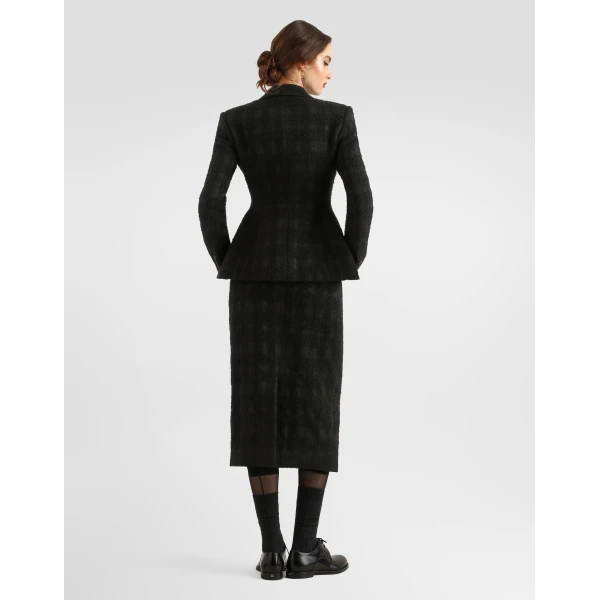 Double-breasted wool-blend check bouclé jacket - Image 3