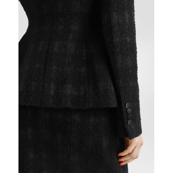 Double-breasted wool-blend check bouclé jacket - Image 5