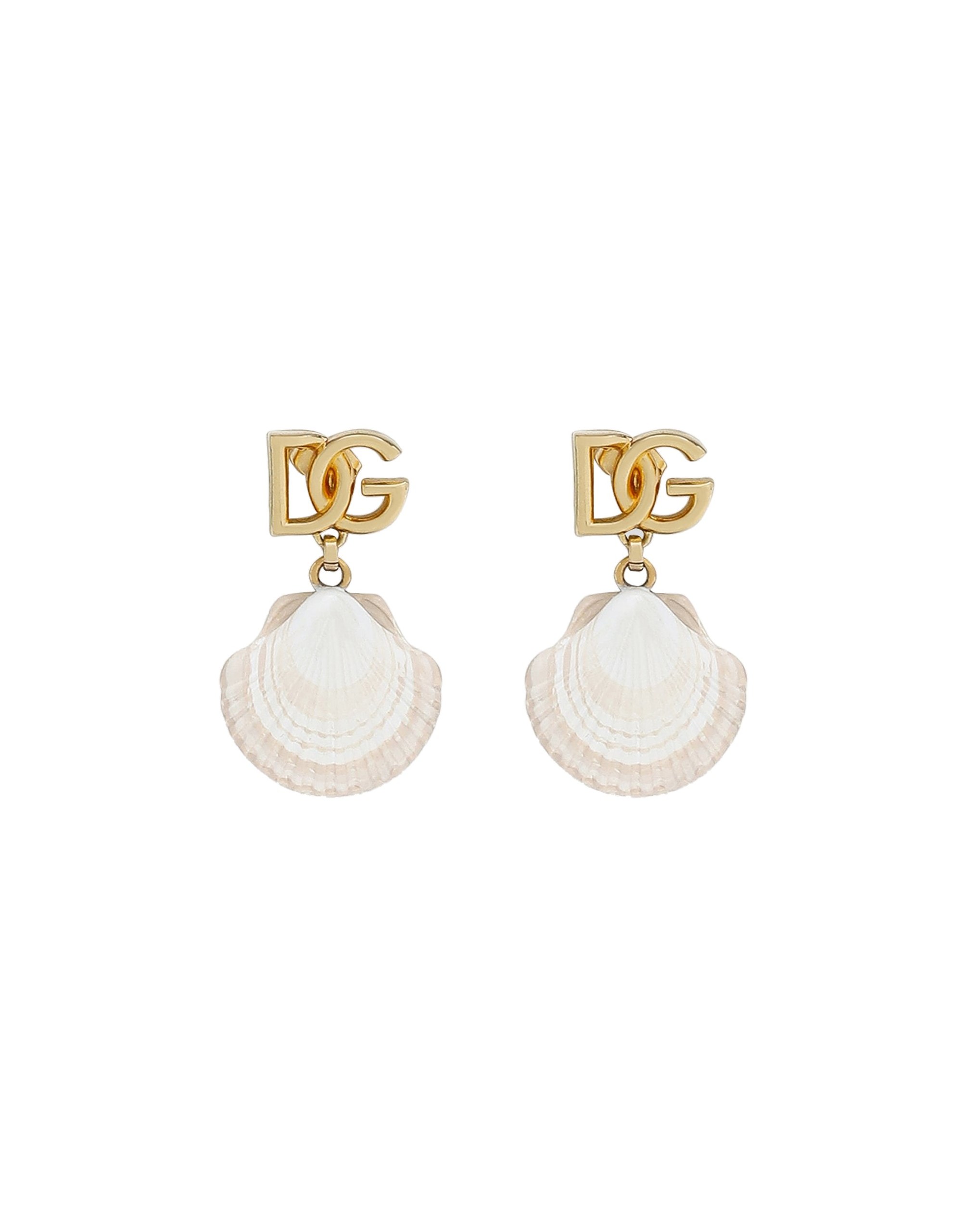 Dolce & Gabbana Earrings with DG logo and shell in Gold | Buy Jewelry at Luxury Shoes Dolce & Gabbana Earrings with DG logo and shell