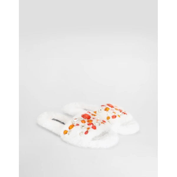 Flat faux-fur slippers - Image 2