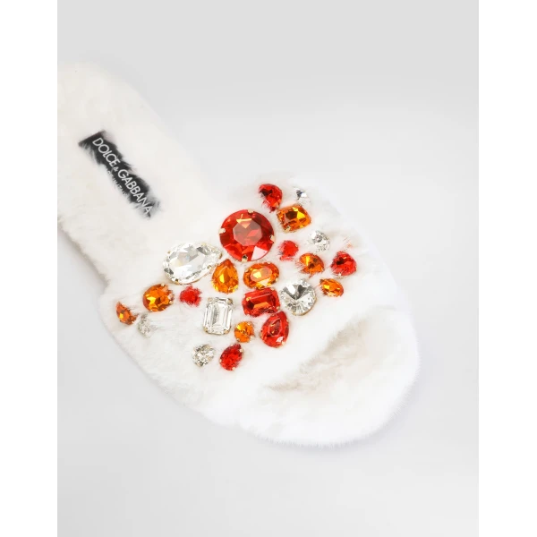 Flat faux-fur slippers - Image 5