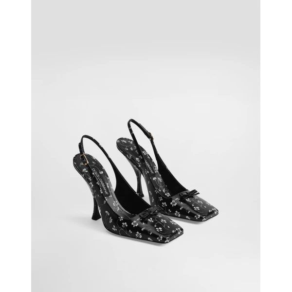 Floral-print calfskin slingback - Image 2