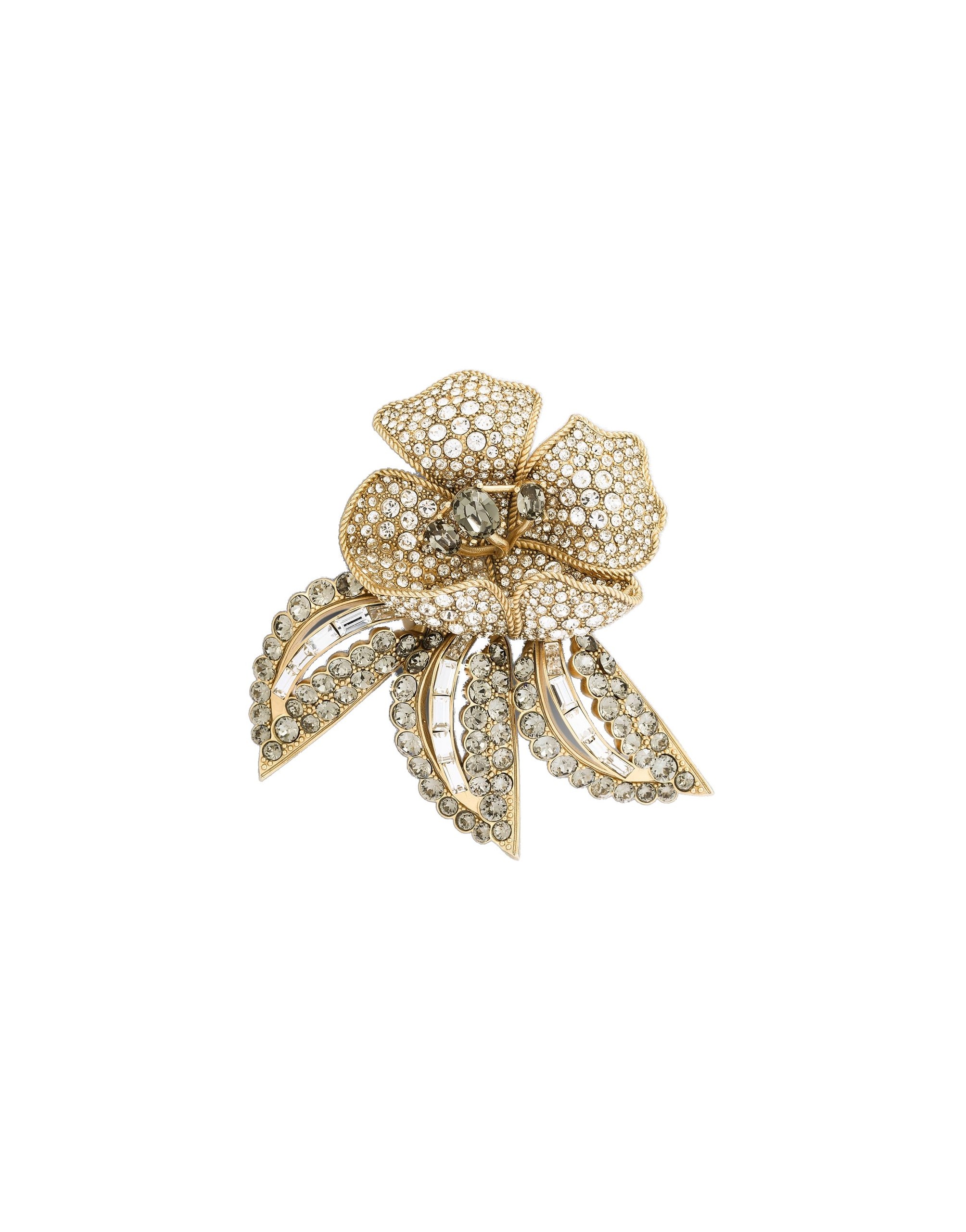 Dolce & Gabbana Flower brooch with rhinestones in Gold | Buy Jewelry at Luxury Shoes Dolce & Gabbana Flower brooch with rhinestones