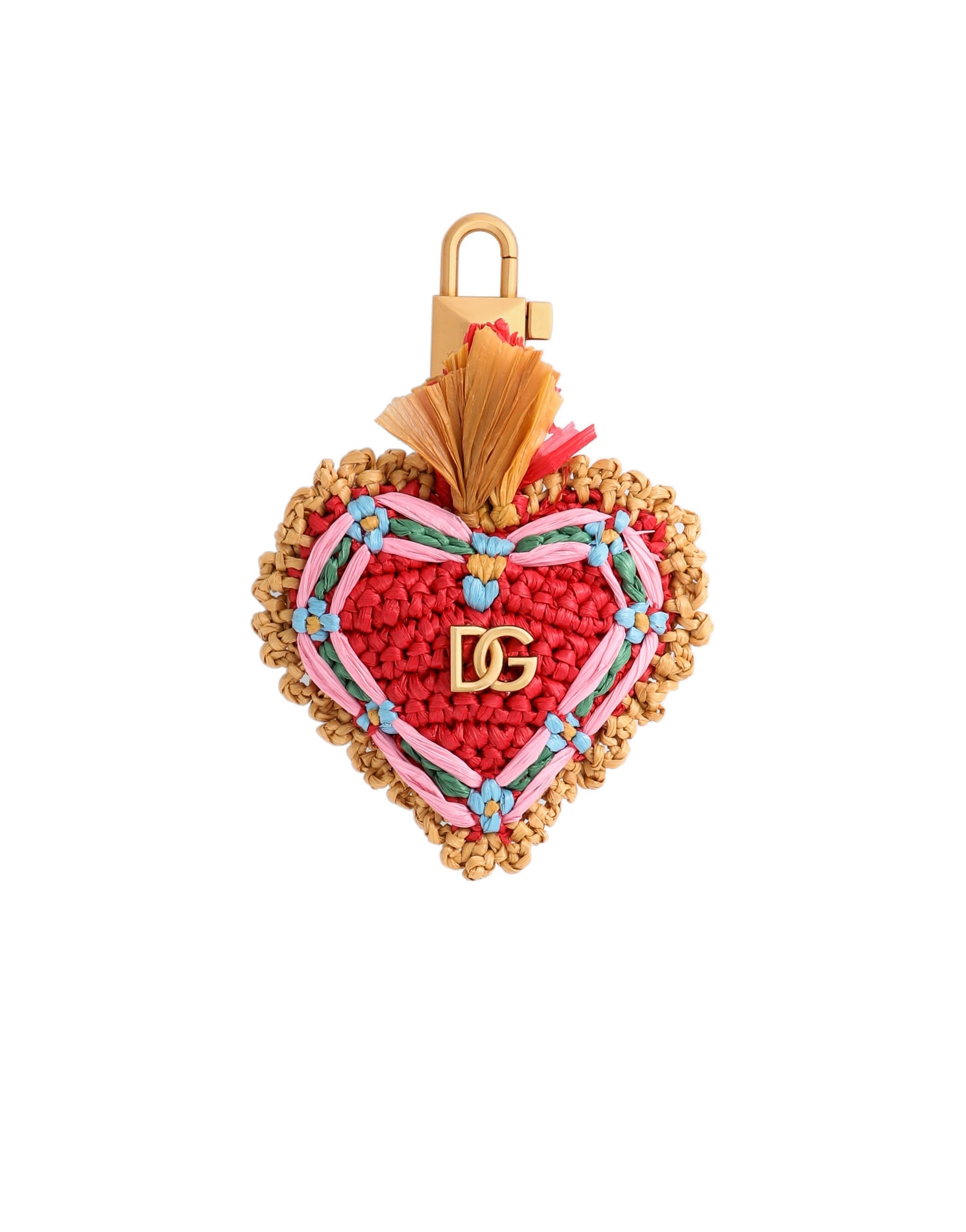 Dolce & Gabbana Keyring with raffia charm in Multicolour | Buy Bags at Luxury Shoes Dolce & Gabbana Keyring with raffia charm