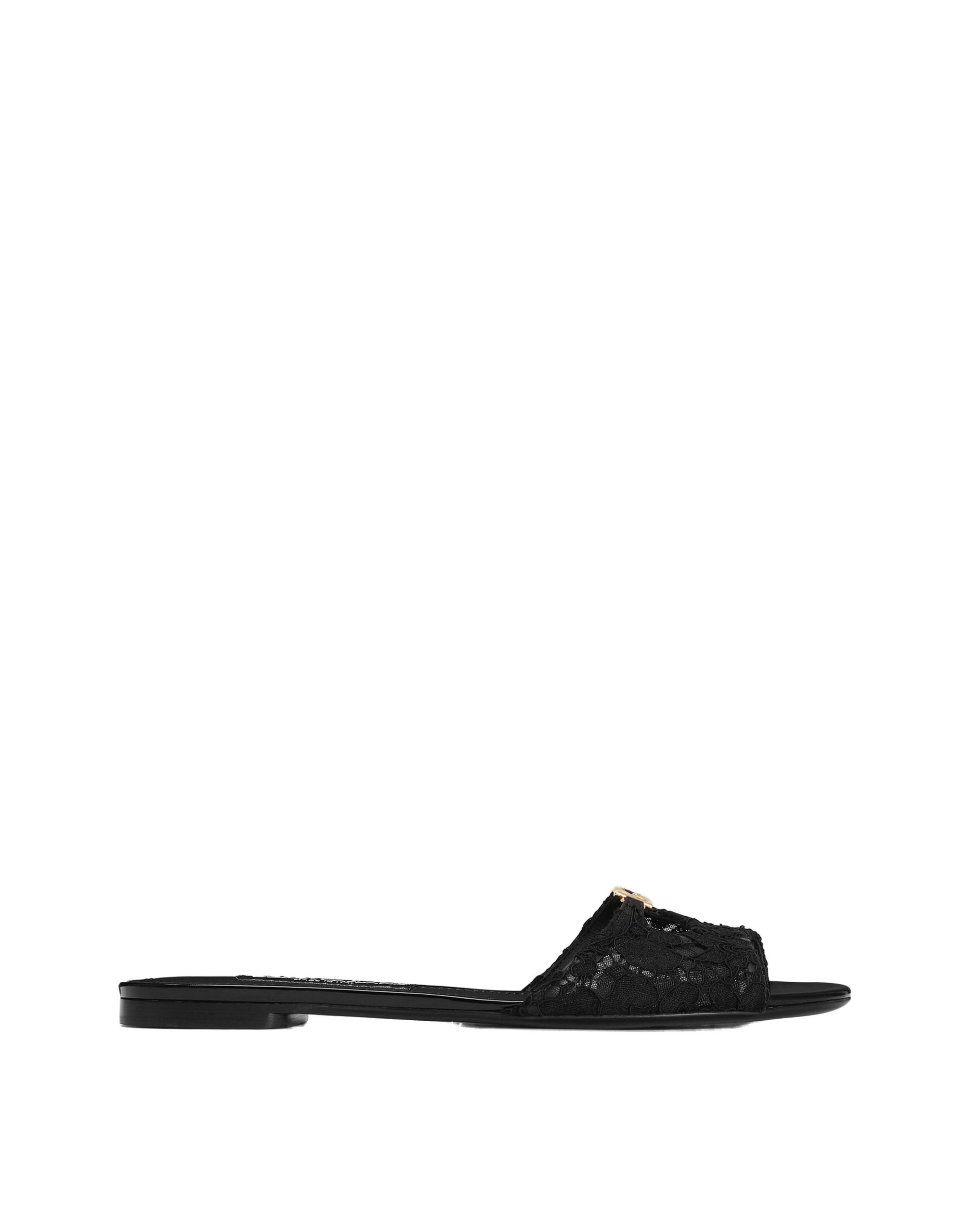 Dolce & Gabbana Lace flat slides in Black | Buy Shoes at Luxury Shoes Dolce & Gabbana Lace flat slides