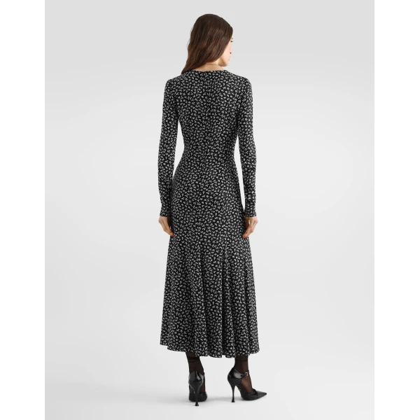 Leaf-print charmeuse dress - Image 3
