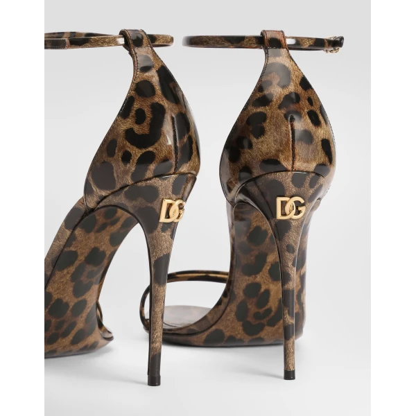Leo-print calfskin sandals - Image 4