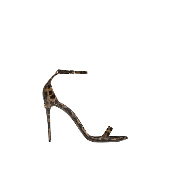 Leo-print calfskin sandals