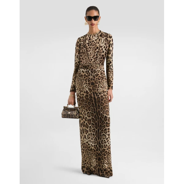 Leo-print charmeuse dress - Image 2