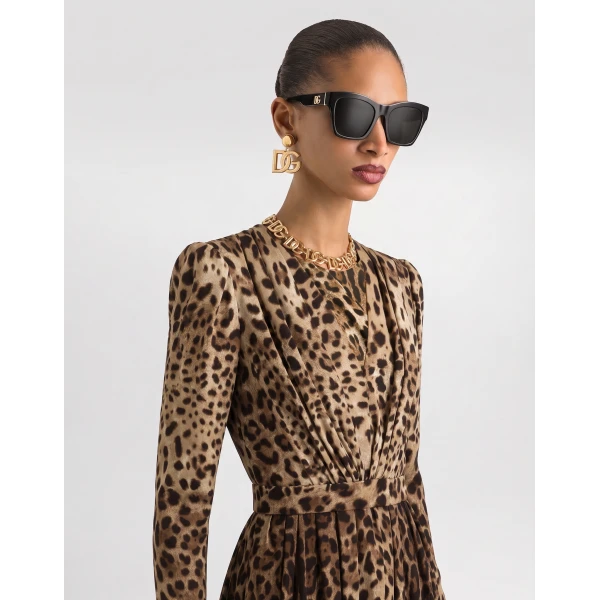 Leo-print charmeuse dress - Image 4